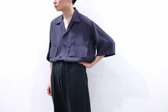 YOKE | HALF SLEEVES BIG FLAP SHIRT(FOG NAVY) | ハーフスリーブ