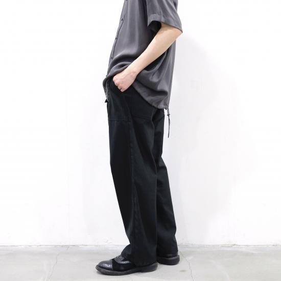 INTÉRIM | GIZA BACK SATIN BAKER PANTS(BLACK) | ベイカー INTÉRIM | GIZA BACK SATIN BAKER PANTS(BLACK) | ベイカー
