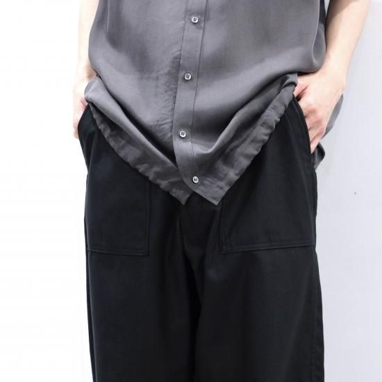 INTÉRIM | GIZA BACK SATIN BAKER PANTS(BLACK) | ベイカー INTÉRIM | GIZA BACK SATIN BAKER PANTS(BLACK) | ベイカー