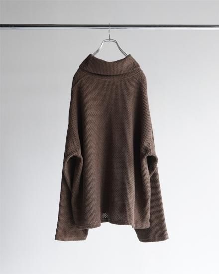 ANCELLM | アンセルム CHAIN KNIT HI-NECK LS T-SHIRT(KHAKI