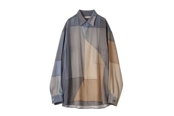 YOKE | PRINTED REGULAR COLLAR SHIRT(NAVY) | プリント