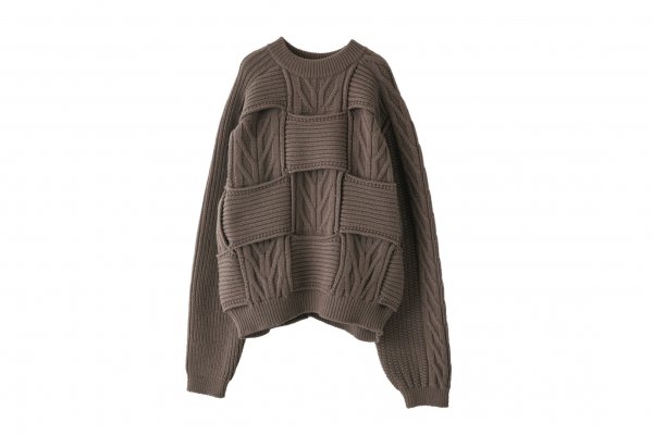 YOKE | CROSSING CABLE CREW NECK KNIT(GREIGE) | クロッシング ...