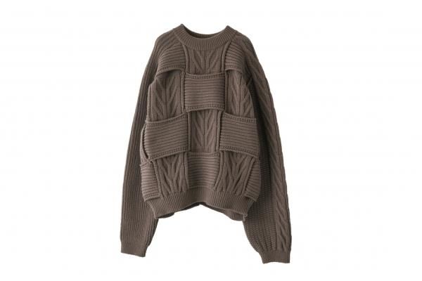 YOKE | CROSSING CABLE CREW NECK KNIT(GREIGE) | クロッシング 