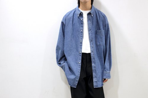 <img class='new_mark_img1' src='https://img.shop-pro.jp/img/new/icons2.gif' style='border:none;display:inline;margin:0px;padding:0px;width:auto;' />INTÉRIM / 90'S FIT UK HEAVY USED DENIM BUTTON DOWN SHIRT(U.NAVY)