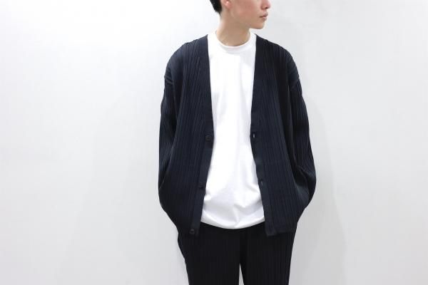 YOKE | PLEATED KNIT CARDIGAN(BLACK) | プリーツニットカーディガン