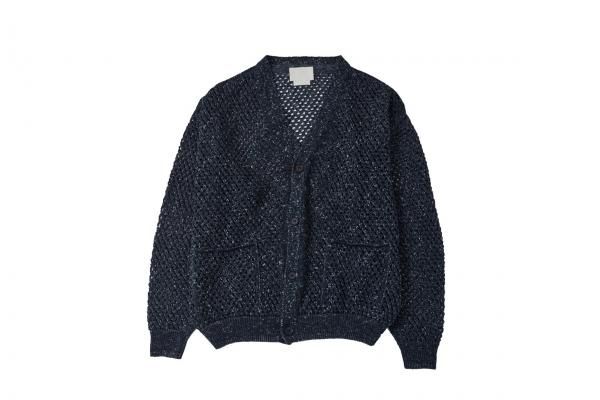 YOKE | MESHED KNIT CARDIGAN(OCEAN NAVY) | メッシュニット 