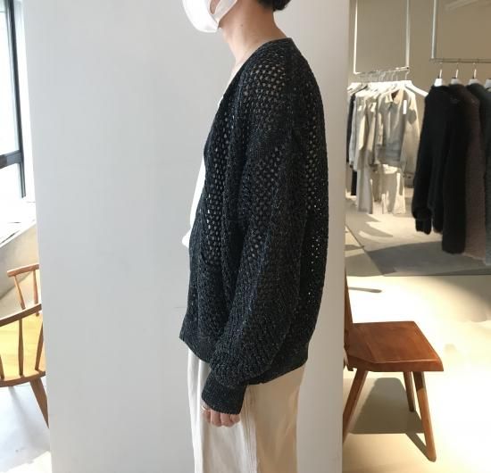 YOKE | MESHED KNIT CARDIGAN(OCEAN NAVY) | メッシュニット