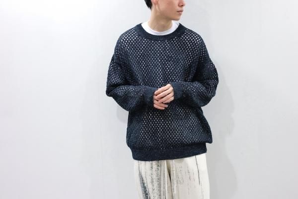 YOKE | MESHED KNIT CREWNECK(OCEAN NAVY) | メッシュニットクルー