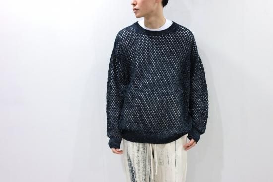 YOKE | MESHED KNIT CREWNECK(OCEAN NAVY) | メッシュニットクルー