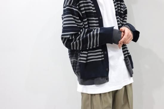 YOKE | BORDER CONNECTING CARDIGAN(DARK NAVY) | ボーダー