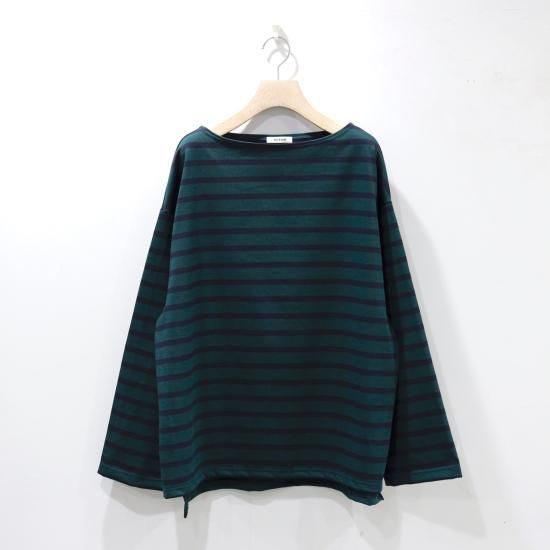 INTERIM | HYPER BIG SUVIN GIZA BASQUE BORDER SHIRT (GREEN INTERIM | HYPER BIG SUVIN GIZA BASQUE BORDER SHIRT (GREEN