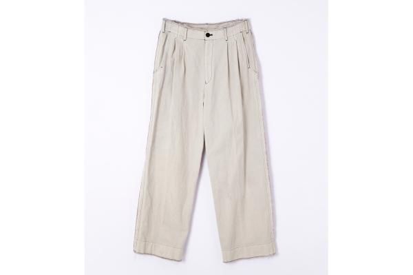 YOKE | CUT-OFF 2PLEATED WIDE TROUSERS (FOG WHITE) | カット YOKE | CUT-OFF 2PLEATED WIDE TROUSERS (FOG WHITE) | カット