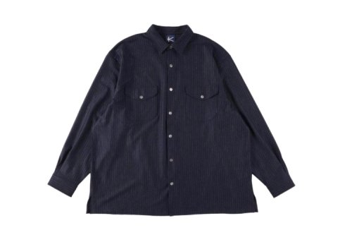 <img class='new_mark_img1' src='https://img.shop-pro.jp/img/new/icons2.gif' style='border:none;display:inline;margin:0px;padding:0px;width:auto;' />KANEMASA / High Gauge Milled Wool Stripe Square Shirt(NAVY SP)