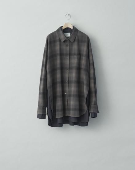 stein | シュタイン OVERSIZED LAYERED FLANNEL SHIRT(GREY KHAKI