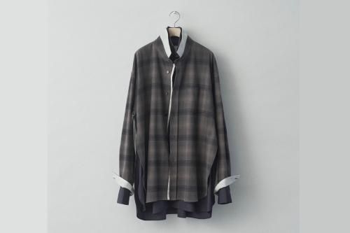 <img class='new_mark_img1' src='https://img.shop-pro.jp/img/new/icons47.gif' style='border:none;display:inline;margin:0px;padding:0px;width:auto;' />stein / OVERSIZED LAYERED FLANNEL SHIRT(GREY KHAKI CHECK)