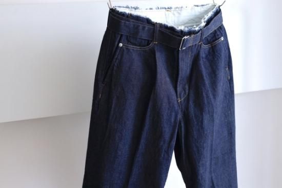 YOKE | CUT-OFF WIDE-LEGGED DENIM TROUSERS(INDIGO) | カット YOKE | CUT-OFF WIDE-LEGGED DENIM TROUSERS(INDIGO) | カット