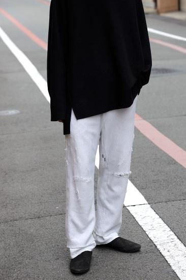 ANCELLM | アンセルム CRASH SWEAT LAYERED PANTS(WHITE ANCELLM | アンセルム CRASH SWEAT LAYERED PANTS(WHITE
