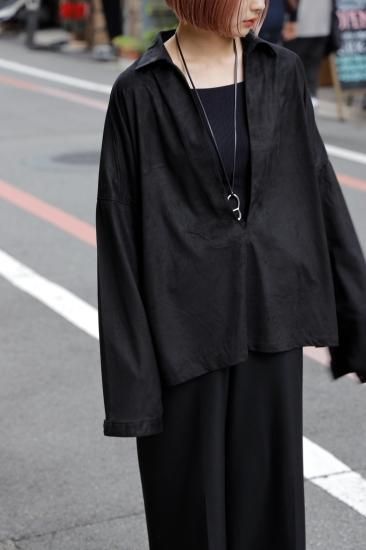 ANCELLM | アンセルム VEGAN LEATHER SKIPPER SHIRT(BLACK