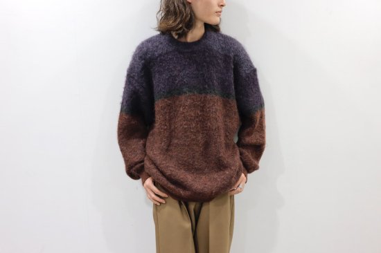 YOKE | STILL BORDER CREWNECK(BROWN RED) | スティルボーダークルー