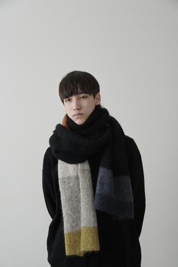 YOKE | STILL BORDER MOHAIR LONG STOLE(BLACK) | スティルボーダー 