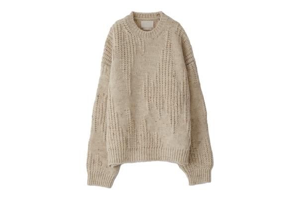 YOKE   IREGULAR KNITTED CREWNECK SWEATERIVORY   イレギュラー