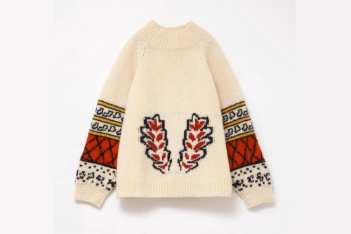 <img class='new_mark_img1' src='https://img.shop-pro.jp/img/new/icons47.gif' style='border:none;display:inline;margin:0px;padding:0px;width:auto;' />TAN / PAINTING JACQUARD PULLOVER(RAW WHITE)