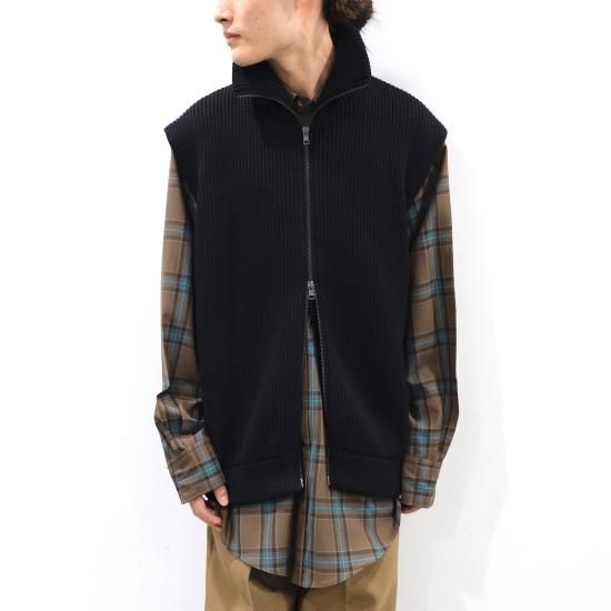 INTERIM | HYPER BIG HAND FRAMED DRIVERS ZIP KNIT VEST(BLACK INTERIM | HYPER BIG HAND FRAMED DRIVERS ZIP KNIT VEST(BLACK