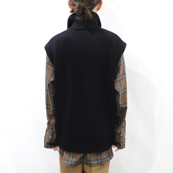 INTERIM | HYPER BIG HAND FRAMED DRIVERS ZIP KNIT VEST(BLACK INTERIM | HYPER BIG HAND FRAMED DRIVERS ZIP KNIT VEST(BLACK
