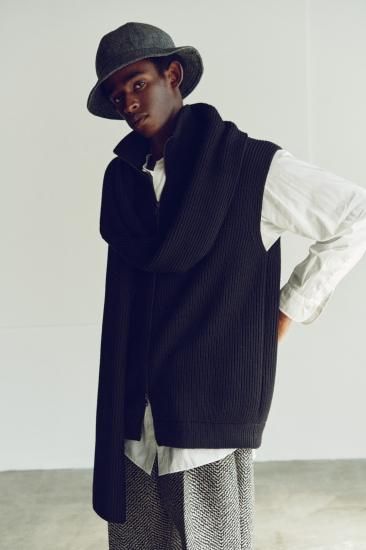 INTERIM | HYPER BIG HAND FRAMED DRIVERS ZIP KNIT VEST(BLACK INTERIM | HYPER BIG HAND FRAMED DRIVERS ZIP KNIT VEST(BLACK