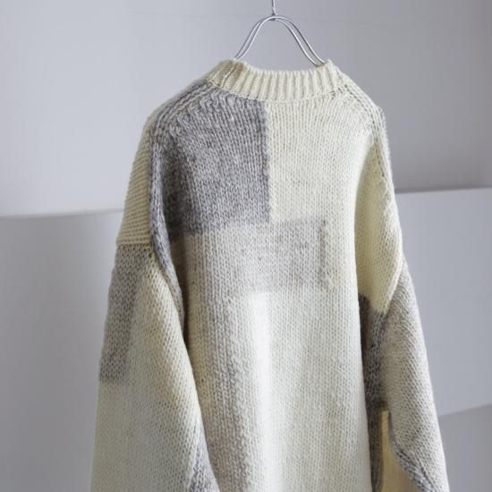 YOKE | INTARSIA BLOCKING CREWNECK SWEATER(ECRU) | インター YOKE | INTARSIA BLOCKING CREWNECK SWEATER(ECRU) | インター