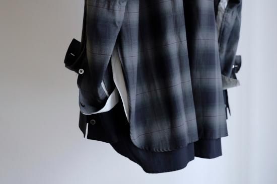 stein | シュタイン OVERSIZED LAYERED SHIRT - OMBRE(DARK NAVY