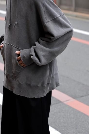 ANCELLM | アンセルム DYED DAMAGE HOODIE(F.BLACK) / ダイ ANCELLM | アンセルム DYED DAMAGE HOODIE(F.BLACK) / ダイ