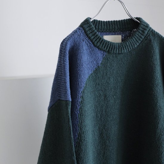 YOKE | INTARSIA COTTON SWEATER(GREEN) | インターシャコットン 