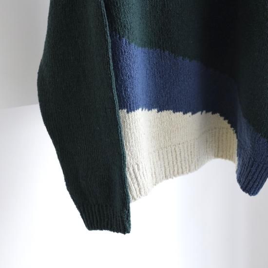 YOKE | INTARSIA COTTON SWEATER(GREEN) | インターシャコットン YOKE | INTARSIA COTTON SWEATER(GREEN) | インターシャコットン
