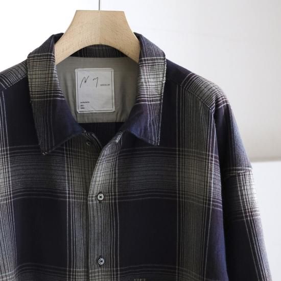 ANCELLM | アンセルム DAMAGED FLANNEL CHECK SHIRT(GRAY/BURGUNDY