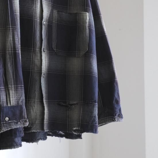 ANCELLM | アンセルム DAMAGED FLANNEL CHECK SHIRT(GRAY ANCELLM | アンセルム DAMAGED FLANNEL CHECK SHIRT(GRAY