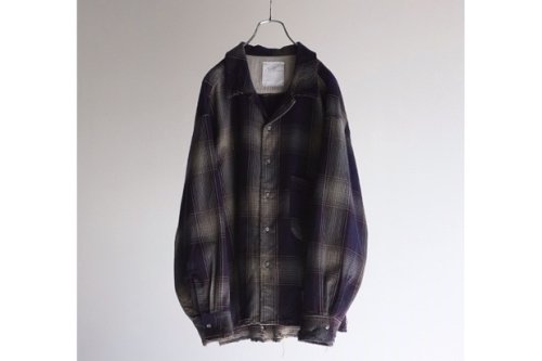 <img class='new_mark_img1' src='https://img.shop-pro.jp/img/new/icons2.gif' style='border:none;display:inline;margin:0px;padding:0px;width:auto;' />ANCELLM / DAMAGED FLANNEL CHECK SHIRT(GRAY/BURGUNDY)