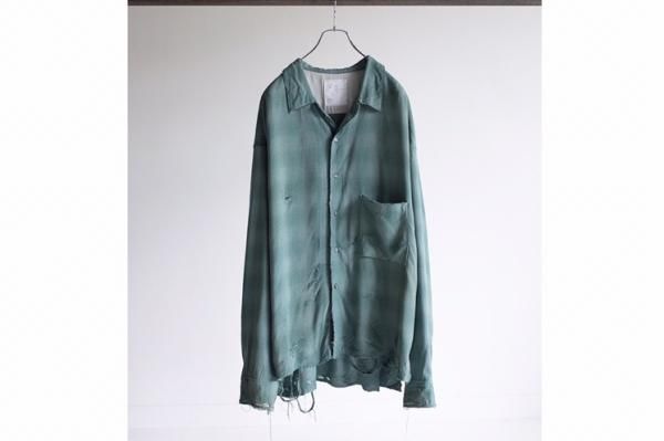 ANCELLM | アンセルム RAYON CHECK SHIRT(GREEN) / レーヨンチェック