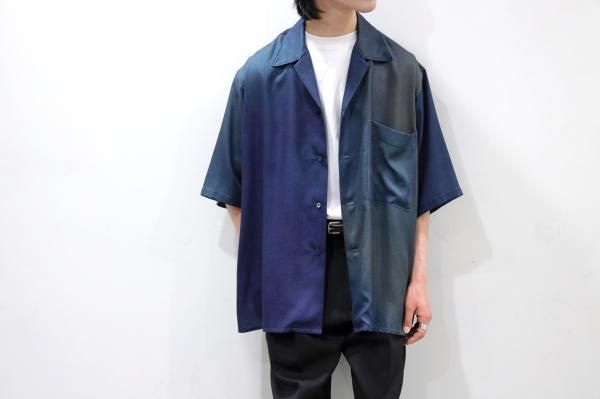 YOKE | PRINTED OPEN COLLAR SHIRT(NAVY) | プリントオープンカラー