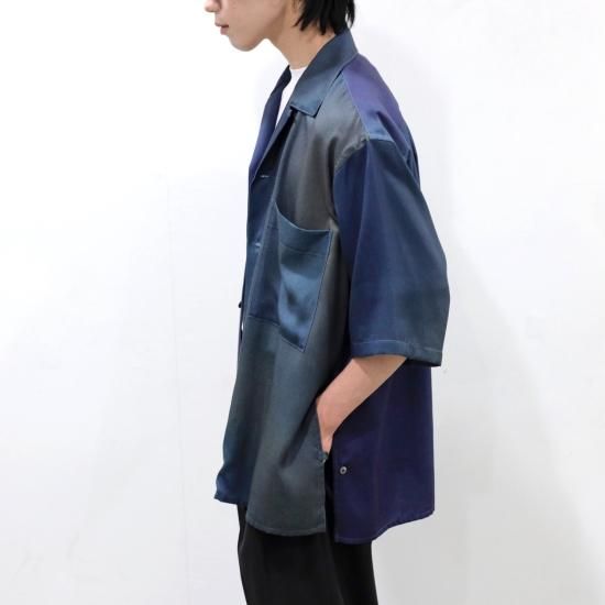 YOKE | PRINTED OPEN COLLAR SHIRT(NAVY) | プリントオープンカラー