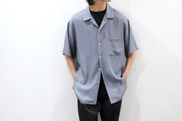 stein | シュタイン OVERSIZED CUPRO OPEN COLLAR SS SHIRT(BLUE GREY