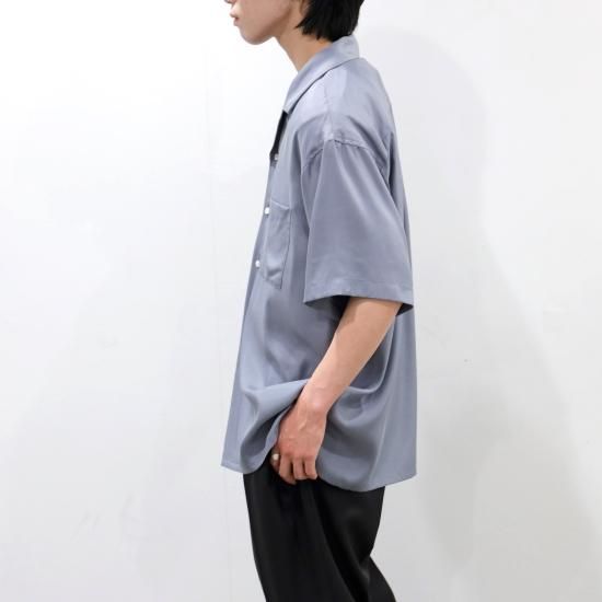 stein | シュタイン OVERSIZED CUPRO OPEN COLLAR SS SHIRT(BLUE GREY