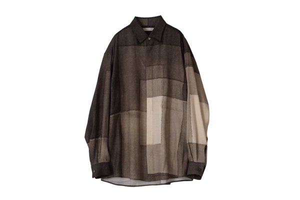 YOKE | PRINTED REGULAR COLLAR SHIRT(CHARCOAL) | プリントレギュラー