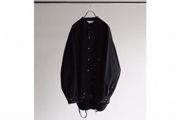 ANCELLM | アンセルム DENIM PAINT LONG SHIRT(BLACK) / デニム