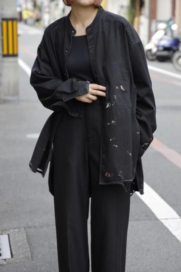 ANCELLM | アンセルム DENIM PAINT LONG SHIRT(BLACK) / デニム