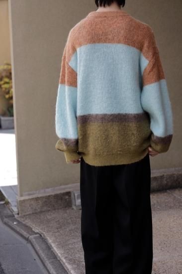 YOKE | MOHAIR BORDER CREWNECK SWEATER(PINK) | モヘアボーダー YOKE | MOHAIR BORDER CREWNECK SWEATER(PINK) | モヘアボーダー