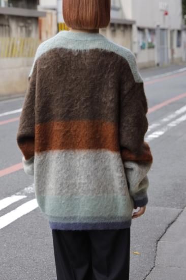 YOKE | MOHAIR BORDER CREWNECK SWEATER(BROWN) | モヘア YOKE | MOHAIR BORDER CREWNECK SWEATER(BROWN) | モヘア