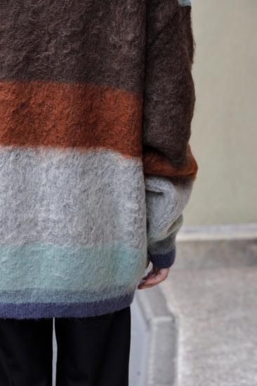 YOKE | MOHAIR BORDER CREWNECK SWEATER(BROWN) | モヘア YOKE | MOHAIR BORDER CREWNECK SWEATER(BROWN) | モヘア