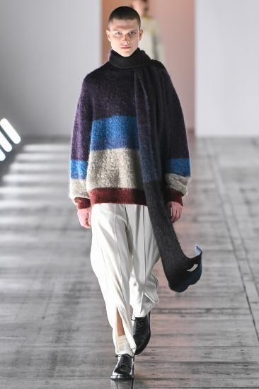YOKE | MOHAIR BORDER CREWNECK SWEATER(PURPLE) | モヘア YOKE | MOHAIR BORDER CREWNECK SWEATER(PURPLE) | モヘア