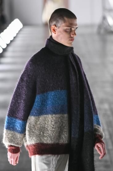 YOKE | MOHAIR BORDER CREWNECK SWEATER(PURPLE) | モヘア YOKE | MOHAIR BORDER CREWNECK SWEATER(PURPLE) | モヘア